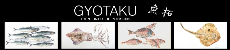 Banniere de Gyotaku à l'aquarelle